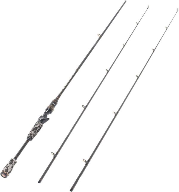 E Series - Camo Legend 2-Piece 7-Feet Casting Rod 24 Ton Carbon Fiber Baitcasting with 2 Tips - Medium and Medium Heavy Portable Bass Fishing Rod Baitcaster - Image 9